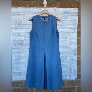 Kal Rieman sleeveless single pleat slub cotton weave chambray dress small